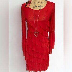 ISLE by MELIS KOZAN Lipstick Mesh NWT Layered Sexy Dress